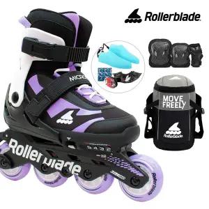 롤러블레이드 아동 인라인스케이트 마이크로블레이드 퍼플+가방+보호대 유아 어린이 인라인 신발항균건조기