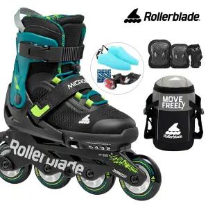 롤러블레이드 아동 인라인스케이트 마이크로블레이드 XT 페트롤그린+가방+보호대 유아 어린이 인라인 신발