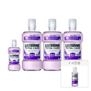 리스테린액 토탈케어 마일드 750ml, 3개+250ml, 1개+ 증정(토탈케어 마일드 100ml, 1개)