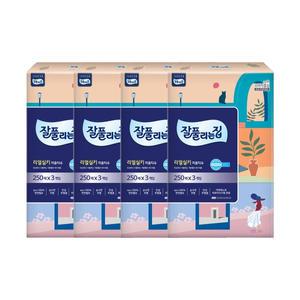 잘풀리는집 리얼실키 미용티슈, 250매, 3입, 4개