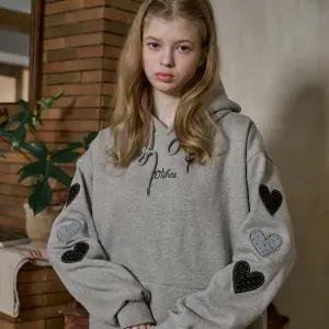 위시스타 코듀로이 패치 후드티 그레이