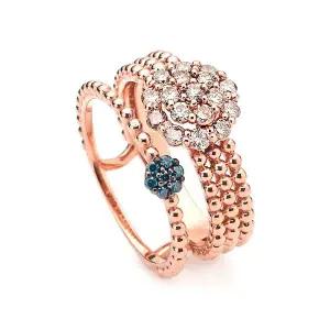 [도로시] 14k 샤벳 다이아 엠보 플라워 반지