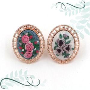 토이앤스티치/자수용 반제품 도트레이스 타원 반지 로즈골드 프랑스자수 퀼트-DIY