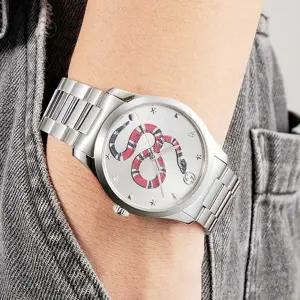 구찌 G-타임리스 킹스네이크 하우스 아이콘 남성 메탈시계 YA1264076