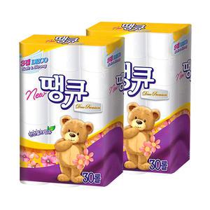 NEW땡큐15M3겹30롤x2팩(60롤)화장지/휴지/두루마리