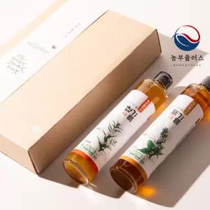 농부플러스 국산 저온압착 들기름 참기름 300ml 2병 선물세트