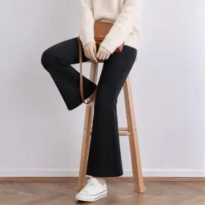 여성 겨울 스판 밍크퍼 부츠컷 밴딩 레깅스 팬츠 겨울 나팔 융털바지