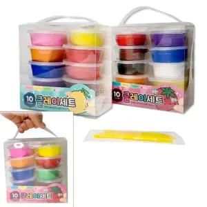 AT_10색 클레이 세트 (3종도구 포함)/아이클레이 공예 점토 찰흙 만들기 재료