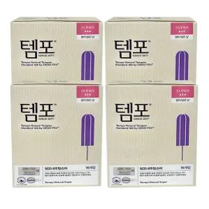 템포 슈퍼16pX4팩 유기농 순면 탐폰 체내형 생리대
