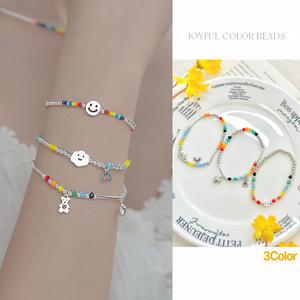 [3세트] 레인보우 스마일 팬던트 비즈팔찌 여름 패션팔찌