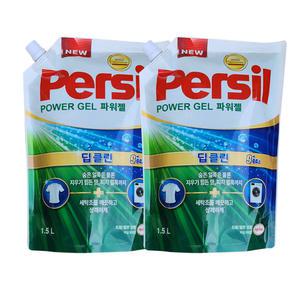 퍼실 딥클린 파워젤 듀얼 액체세탁세제 리필 1.5L 2개 일반드럼겸용