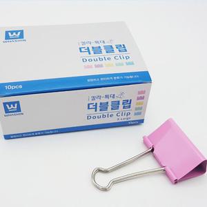 화신 더블크립 특대 1갑 10개입 파스텔 칼라집게 클립