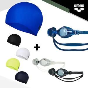 [아레나] 수경수모 세트(안티포그처리)(실리콘 수영모자