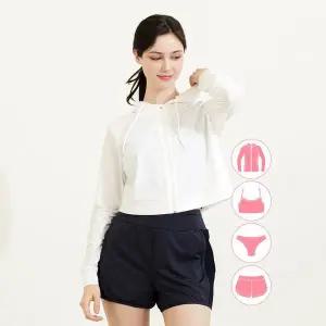 [베이직엘르] 여성인 반크롭 집업 래쉬가드 비치반바지 세트 BEL W206G_P342514722