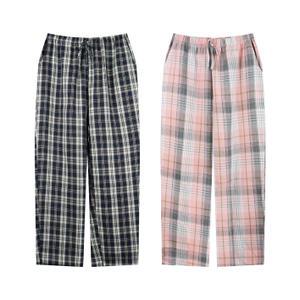 따소미 체크 패턴 봄가을 파자마 9부 커플잠옷 바지