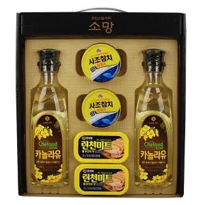 소망 선물세트(6P) 햄오일 명절선물 사조참치 런천미트 카놀라유 오일 식용유 케이스포장