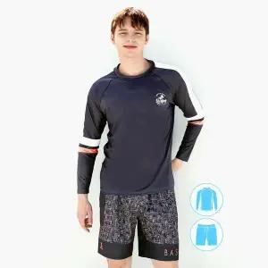 [하프클럽/베이직 엘르]베이직엘르 남성인 나그랑 루즈핏 래쉬가드 비치반바지 세트 BEM-V