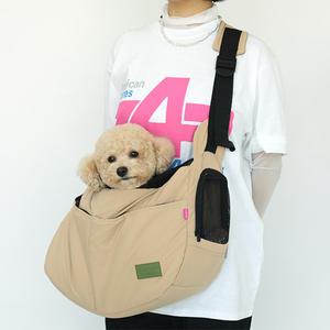 패리스독 베이직스 슬링백 M L 베이지 핑크 블루 / 강아지 고양이 슬링백 (락기능지퍼)