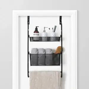 철제 2단 4단 촘촘 문걸이선반 수납 선반 무타공 욕실 주방 세탁실 걸이 간편정리