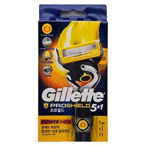 질레트 퓨전 프로쉴드 옐로우 파워 면도기(건전지날1개)/