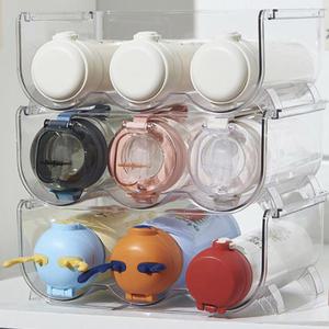 투명 텀블러 정리함 3구 수납함 보온병 물병 보관함 거치대 트레이