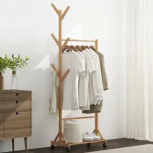 나뭇가지 우드 행거 2종 대나무 뱀부 원목 고정식 이동식 스탠드행거 북유럽풍 옷걸이