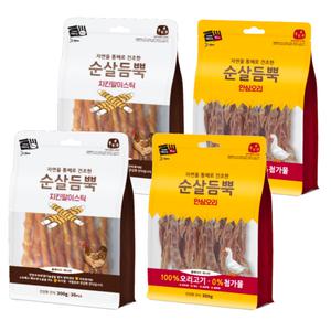 건강한 간식 순살듬뿍 300g (안심오리 2개 + 치킨말이 2개) (합 4개)