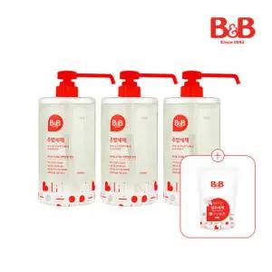 비앤비 순한성분 주방세제 1000ml 3개+섬유세제 800ml 증정