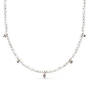 [도로시] 14k 샤를 담수진주 비드 목걸이(랩 다이아몬드)