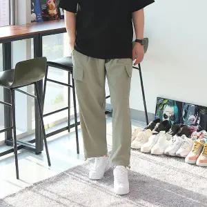 [우기브로]WSN 남자 빅사이즈 시어서커 카고 스트링 와이드 팬츠