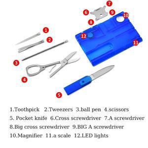 야외 캠핑 다기능 스위스 아미 나이프 카드 조합다목적 생존 도구램프 포함 뷰티 세트