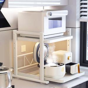 전자레인지 밥솥 슬라이드 선반 2단 수납장 에어프라이 주방 다용도 정리대 고급형