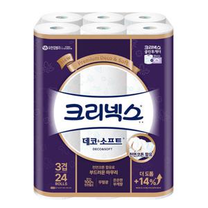 크리넥스 3겹 화장지 데코소프트 28m x24롤