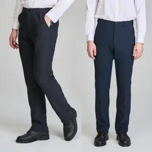 체크 기모 남자 정장 바지 남성 캐주얼 팬츠 겨울 일자 중년 50대 방한