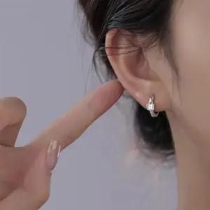 [셀러허브]여자 스퀘어 고퀄 원터치 실버 큐빅 귀걸이 (S25424662)