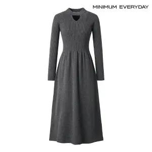 [롯데백화점]미니멈 [미니멈 에브리데이]트임 골지 플레어 니트 원피스 (EA4OW011D)