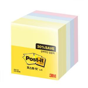 3M 포스트잇 노트 알뜰팩 654-5A 100매(76x76mm) 칼라