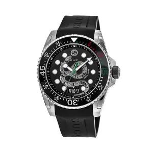 구찌 YA136217 다이브 남성 러버 쿼츠 45mm