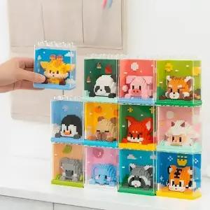 [오피스스쿨] 민화샵 KC인증 동물 블록 액자 만들기 (12종 택1) DIY 나노블럭 퍼즐놀이 블럭장난감  동물블럭액자