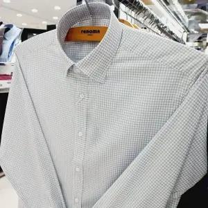 슬림핏/카라-스냅 버튼/활동성 편한 스판/긴팔 셔츠 RZRSL0140 GYUS