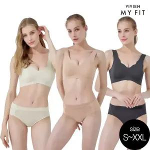 [방송히트]비비안 마이핏 5-1차 빅사이즈 퓨징 노와이어 런닝 브라팬티세트 7종(S-XXL)
