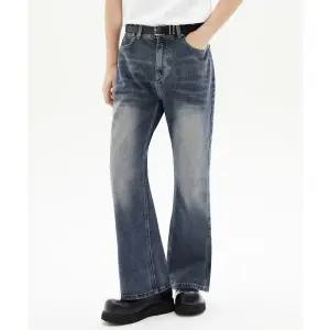 TRILLION 세미 와이드 플레어 부츠컷 데님 팬츠 블루 그레이