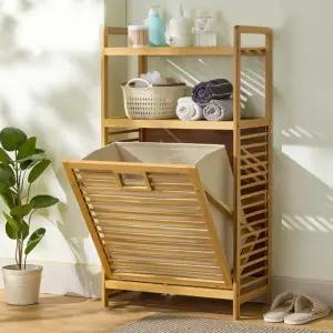 3단 50cmx30cmx95cm 선반 슬라이딩 빨래바구니 (WFHJKIB)