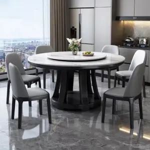 블랙 턴테이블+의자6P 세트 원형 다이닝 (WFHJMEZ)