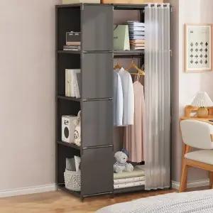 옷장 중 선반+옷걸이 블랙 DIY (WFHJL7S)