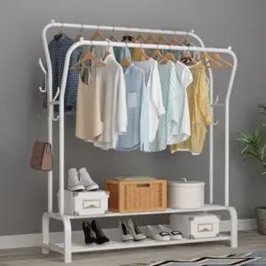 화이트 모던스틸 2중 B 110cm 행거 옷걸이 (WFHJL2Z)