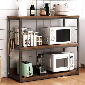 80cm 수납선반 월넛+블랙 3단 다용도 (WFHJL37)