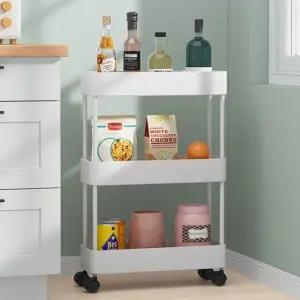 이동식 슬림한 3단 화이트 13.5cm 틈새선반 (WFHJL4D)