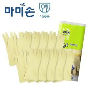 마미손 심플 조리 주방 고무장갑 식품용 미색10쌍/미니/짧은/실리콘/고무/장갑/작업용/장갑S/주방용