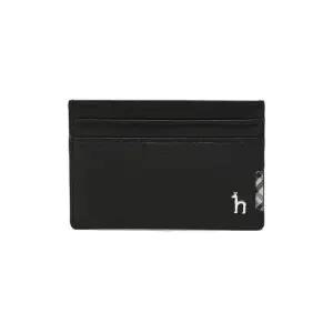 [헤지스](광주신세계)[백화점BEST][CHESTER] 블랙 체크장식 소가죽 카드홀더 HJHO5F286BK